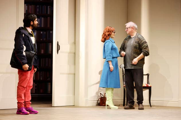 Tanju Bilir, Katharine Mehrling und Joachim Krol bei der Fotoprobe zum Theaterstück Sophia oder Das Ende der Humanisten im Renaissance-Theater. Berlin, 11.03.2026