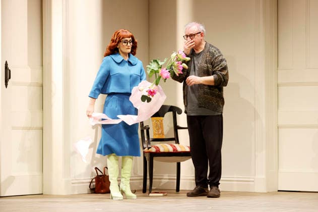 Katharine Mehrling und Joachim Krol bei der Fotoprobe zum Theaterstück Sophia oder Das Ende der Humanisten im Renaissance-Theater. Berlin, 11.03.2026