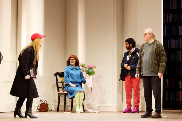 Christin Nichols, Katharine Mehrling, Tanju Bilir und Joachim Krol bei der Fotoprobe zum Theaterstück Sophia oder Das Ende der Humanisten im Renaissance-Theater. Berlin, 11.03.2026