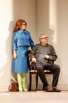 Katharine Mehrling und Joachim Krol bei der Fotoprobe zum Theaterstück Sophia oder Das Ende der Humanisten im Renaissance-Theater. Berlin, 11.03.2026