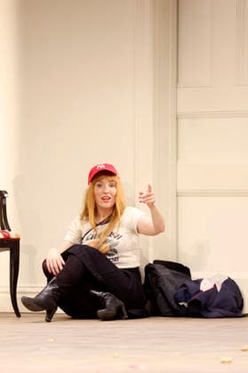Christin Nichols bei der Fotoprobe zum Theaterstück Sophia oder Das Ende der Humanisten im Renaissance-Theater. Berlin, 11.03.2026