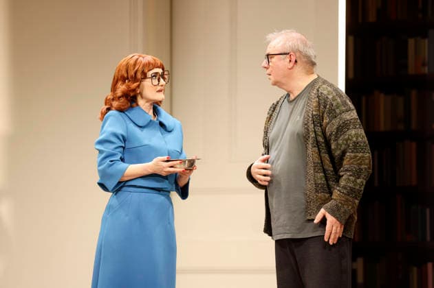 Katharine Mehrling und Joachim Krol bei der Fotoprobe zum Theaterstück Sophia oder Das Ende der Humanisten im Renaissance-Theater. Berlin, 11.03.2026