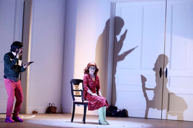 Tanju Bilir und Katharine Mehrling bei der Fotoprobe zum Theaterstück Sophia oder Das Ende der Humanisten im Renaissance-Theater. Berlin, 11.03.2026