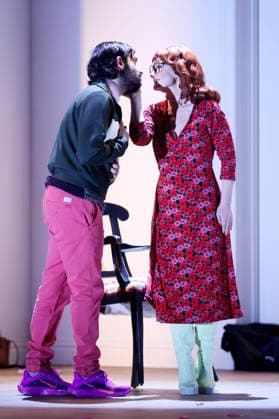 Tanju Bilir und Katharine Mehrling bei der Fotoprobe zum Theaterstück Sophia oder Das Ende der Humanisten im Renaissance-Theater. Berlin, 11.03.2026