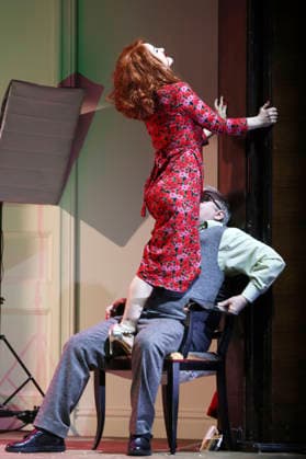 Katharine Mehrling und Joachim Krol bei der Fotoprobe zum Theaterstück Sophia oder Das Ende der Humanisten im Renaissance-Theater. Berlin, 11.03.2026