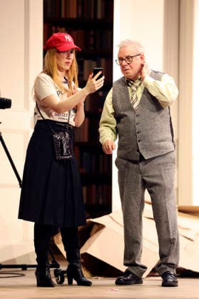 Christin Nichols und Joachim Krol bei der Fotoprobe zum Theaterstück Sophia oder Das Ende der Humanisten im Renaissance-Theater. Berlin, 11.03.2026