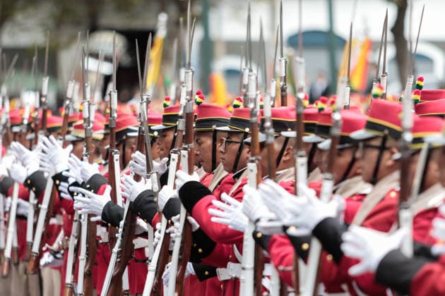 Bolivia welcomes King Felipe VI during his visit to South America LA PAZ, BOLIVIA - MARCH 12: Members of the Bolivian Colorados Regiment participate in welcoming King Felipe VI this Thursday during the visit of the King of Spain Felipe VI to Bolivia, in La Paz, Bolivia, on March 12, 2026. After six years, King Felipe VI of Spain arrived in La Paz, Bolivia, for a brief visit as part of a tour of South America. The arrival of the Spanish monarch now takes on special significance due to his personal friendship with Bolivian President Rodrigo Paz, and this visit marks the beginning of a new chapter in relations, with the goal of revitalizing Bolivia s ties with Europe. Jorge Mateo Romay Salinas Anadolu La Paz Bolivia. Editorial use only. Ple Copyright: x2026xAnadoluxJorgexMateoxRomayxSalinasx