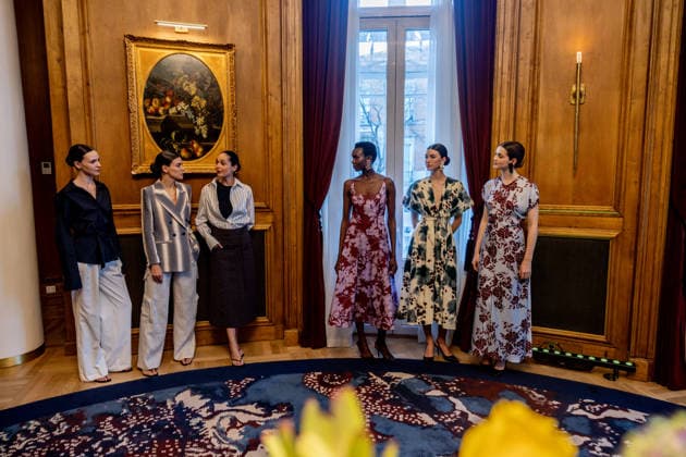 Juan Avellaneda presents his new Spring Summer 2026 collection Six models pose during the presentation of the Juan Avellaneda x See Iou Spring Summer 2026 collection, March 12, 2026, in Madrid Spain The Avellaneda event adopts the format of an exclusive trunk show The Juan Avellaneda x See Iou collaboration, active since 2020, fuses the timeless elegance and Mediterranean spirit of the designer - known for his floral prints and tailoring - with the ethical and sustainable approach of See Iou, active since 2020, fuses the timeless elegance and Mediterranean spirit of the designer - known for his floral prints and tailoring - with the ethical and sustainable approach of See Iou, offering affordable womens fashion made in Spain 12 MARCH 2026  Copyright: xRicardoxRubiox 7361584
