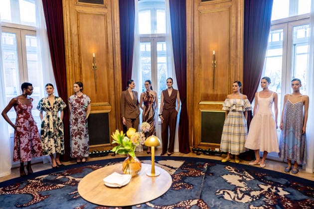 Juan Avellaneda presents his new Spring Summer 2026 collection Nine models pose during the presentation of the Juan Avellaneda x See Iou Spring Summer 2026 collection, March 12, 2026, in Madrid Spain The Avellaneda event adopts the format of an exclusive trunk show The Juan Avellaneda x See Iou collaboration, active since 2020, fuses the timeless elegance and Mediterranean spirit of the designer - known for his floral prints and tailoring - with the ethical and sustainable approach of See Iou, active since 2020, fuses the timeless elegance and Mediterranean spirit of the designer - known for his floral prints and tailoring - with the ethical and sustainable approach of See Iou, offering affordable womens fashion made in Spain 12 MARCH 2026  Copyright: xRicardoxRubiox 7361619