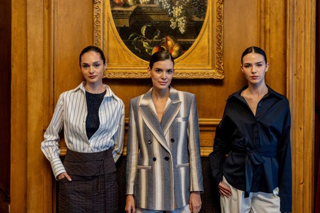 Juan Avellaneda presents his new Spring Summer 2026 collection Three models pose during the presentation of the Juan Avellaneda x See Iou Spring Summer 2026 collection, March 12, 2026, in Madrid Spain The Avellaneda event adopts the format of an exclusive trunk show The Juan Avellaneda x See Iou collaboration, active since 2020, fuses the timeless elegance and Mediterranean spirit of the designer - known for his floral prints and tailoring - with the ethical and sustainable approach of See Iou, active since 2020, fuses the timeless elegance and Mediterranean spirit of the designer - known for his floral prints and tailoring - with the ethical and sustainable approach of See Iou, offering affordable womens fashion made in Spain 12 MARCH 202  Copyright: xRicardoxRubiox 7361572