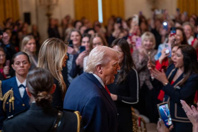 March 12, 2026, Washington, Dc, United States: President DONALD TRUMP and First Lady MELANIA TRUMP hosted a WomenÃ¢â‚¬â ¢s History Month observance at the White House on March 12, 2026. Washington United States - ZUMAl312 20260312_znp_l312_002 Copyright: xAndrewxLeydenx