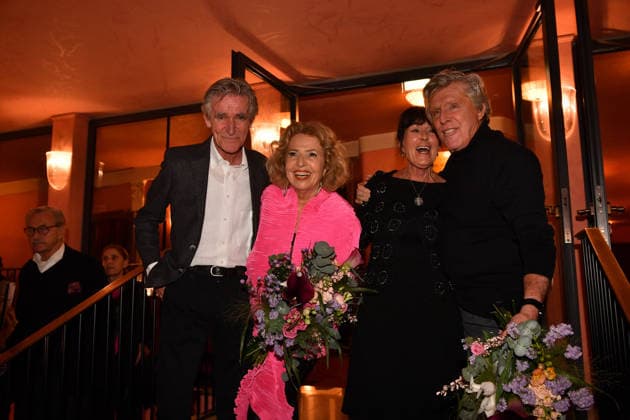 Bernd Schadewald,Michaela May und Sigmar Sollbach mit Ehefrau Claudia Premiere Der Abschiedsbrief Komödie im Hotel Bayerischen Hof Theater München 12. März 2026