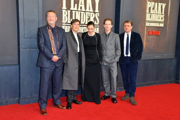 Steven Knight, Cillian Murphy, Rebecca Ferguson, Tom Harper und Guy Heeley bei der Premiere von PEAKY BLINDERS: THE IMMORTAL MAN im Kino International in Berlin am 12.03.2026