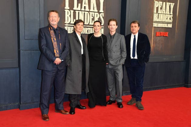 Steven Knight, Cillian Murphy, Rebecca Ferguson, Tom Harper und Guy Heeley bei der Premiere von PEAKY BLINDERS: THE IMMORTAL MAN im Kino International in Berlin am 12.03.2026