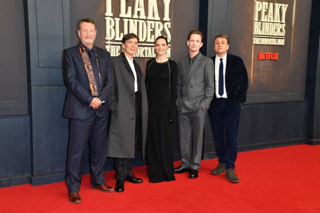 Steven Knight, Cillian Murphy, Rebecca Ferguson, Tom Harper und Guy Heeley bei der Premiere von PEAKY BLINDERS: THE IMMORTAL MAN im Kino International in Berlin am 12.03.2026