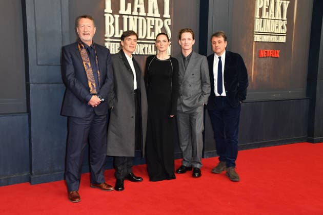 Steven Knight, Cillian Murphy, Rebecca Ferguson, Tom Harper und Guy Heeley bei der Premiere von PEAKY BLINDERS: THE IMMORTAL MAN im Kino International in Berlin am 12.03.2026