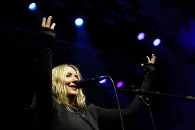Katie Stelmanis alias Austra bei einem Konzert im Kesselhaus in Berlin, 12. März 2026. Austra Konzert Berlin
