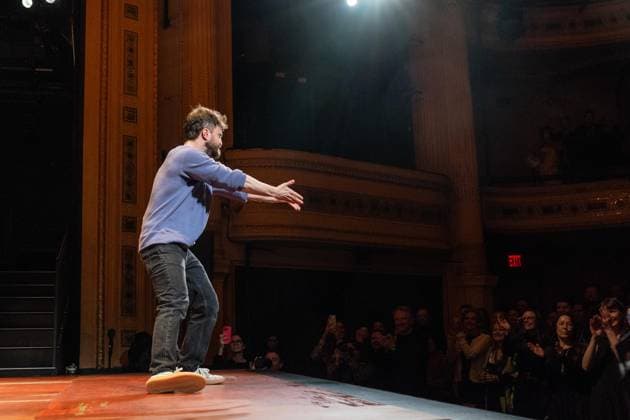 March 12, 2026, Bronx, New York, USA: Daniel Radcliffe bows during curtain call at opening night for Every Brilliant Thing at Hudson Theatre in New York, NY on March 12, 2026. Bronx USA - ZUMAr339 20260312_znp_r339_110 Copyright: xLevxRadinx
