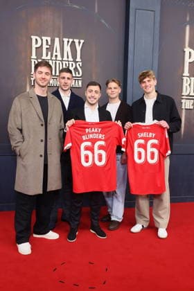12.03.2026 , Carl Klaus, Andrej Ilic, Josip Juranovic, Andreas Schäfer and Aljioscha Kemlein zur Premiere von Peaky Blinders Ð The Immortal Man, Kino International, Berlin, Berlin Deutschland, Germany