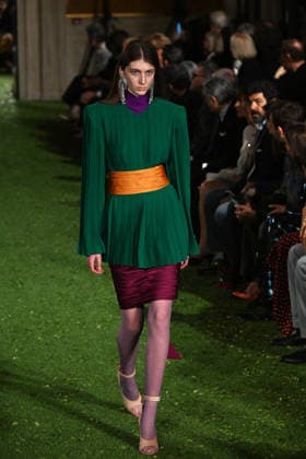 Valentino Runway - Rome A model walks the runway at Italian fashion house Valentino Show ‘Interferenze’ Fall Winter 2026 collection at Palazzo Barberini in Rome, Italy on March 12, 2026, two months after the death of founder Valentino Garavani. Italian fashion house Valentino returned to its roots with an evocative catwalk show held in the galleries of the Palazzo Barberini, a Baroque palace now home to masterpieces of the greatest artists of the Renaissance. Photo by Eric Vandeville ABACAPRESS.COM Rome Italy  Copyright: xVandevillexEric ABACAx