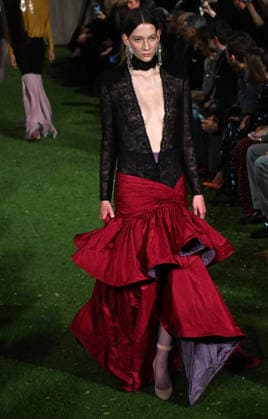 Valentino Runway - Rome A model walks the runway at Italian fashion house Valentino Show ‘Interferenze’ Fall Winter 2026 collection at Palazzo Barberini in Rome, Italy on March 12, 2026, two months after the death of founder Valentino Garavani. Italian fashion house Valentino returned to its roots with an evocative catwalk show held in the galleries of the Palazzo Barberini, a Baroque palace now home to masterpieces of the greatest artists of the Renaissance. Photo by Eric Vandeville ABACAPRESS.COM Rome Italy  Copyright: xVandevillexEric ABACAx