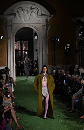 Valentino Runway - Rome A model walks the runway at Italian fashion house Valentino Show ‘Interferenze’ Fall Winter 2026 collection at Palazzo Barberini in Rome, Italy on March 12, 2026, two months after the death of founder Valentino Garavani. Italian fashion house Valentino returned to its roots with an evocative catwalk show held in the galleries of the Palazzo Barberini, a Baroque palace now home to masterpieces of the greatest artists of the Renaissance. Photo by Eric Vandeville ABACAPRESS.COM Rome Italy  Copyright: xVandevillexEric ABACAx