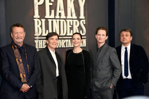 Steven Knight, Cillian Murphy, Rebecca Ferguson, Tom Harper und Guy Heeley bei der Premiere des Netflix-Films Peaky Blinders: The Immortal Man im Kino International. Berlin, 12.03.2026