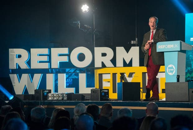 March 12, 2026, Swindon, Wiltshire, UK: Swindon, UK. NIGEL FARAGE, the leader of the political party Reform UK, at a Reform UK Swindon Local Election Rally with local MP Danny Kruger and hosted by Reform Chairman Dr. David Bull at the Meca Swindon venue, in the run up to the local elections in May. Swindon UK  - ZUMAl94_ 20260312_zaf_l94_029 Copyright: xSimonxChapmanx