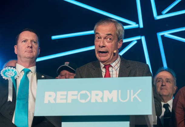 March 12, 2026, Swindon, Wiltshire, UK: Swindon, UK. NIGEL FARAGE, the leader of the political party Reform UK, at a Reform UK Swindon Local Election Rally with local MP Danny Kruger and hosted by Reform Chairman Dr. David Bull at the Meca Swindon venue, in the run up to the local elections in May. Swindon UK  - ZUMAl94_ 20260312_zaf_l94_032 Copyright: xSimonxChapmanx