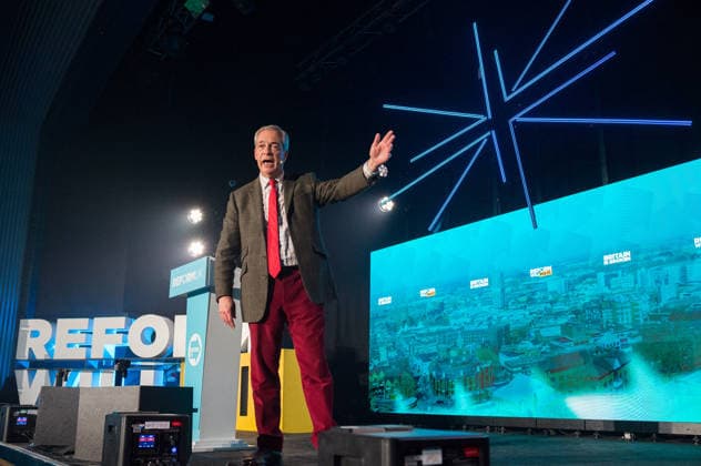 March 12, 2026, Swindon, Wiltshire, UK: Swindon, UK. NIGEL FARAGE, the leader of the political party Reform UK, at a Reform UK Swindon Local Election Rally with local MP Danny Kruger and hosted by Reform Chairman Dr. David Bull at the Meca Swindon venue, in the run up to the local elections in May. Swindon UK  - ZUMAl94_ 20260312_zaf_l94_037 Copyright: xSimonxChapmanx