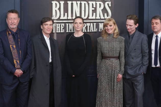Steven Knight, Cillian Murphy, Rebecca Ferguson, Katja Hofem, Tom Harper und Guy Heeley bei der Premiere des Netlflix-Films Peaky Blinders: The Immortal Man im Kino International. Berlin, 13.03.2026