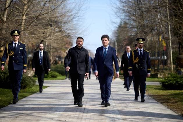 Ukrainian President Volodymyr Zelenskyy pays an official visit to Romania for talks with Romanian officials on defense and security cooperation. Ukrainian President Volodymyr Zelenskyy pays an official visit to Romania for talks with Romanian officials on defense and security cooperation. Bucharest, Romania, March 12, 2026. Photo by PRESIDENT OF UKRAINE apaimages Ukraine Ukraine Ukraine 130326_Romania_UPO_00(10).jpeg Copyright: xapaimagesxPRESIDENTxOFxUKRAINEx xapaimagesx