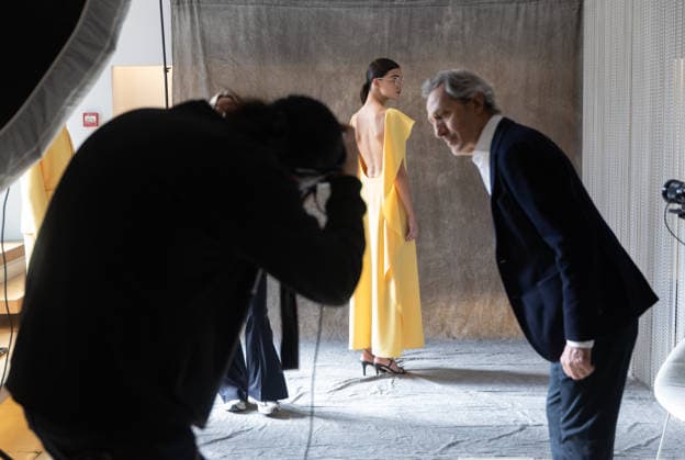 Roberto Torretta presents his new collection at OMODA Madrid es Moda A model poses before the showroom, on March 13, 2026, in Madrid Spain Roberto Torretta has presented his new collection through a shooting in his showroom, a space designed by Patricia Urquiola 13 MARCH 2026 Madrid Madrid Madrid Spain  Copyright: xEduardoxParrax 7362752