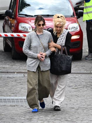 Rome, chapel of rest for Enrica Bonaccorti at the Ars BioMedica clinic. Pictured: Maria Teresa Ruta with her daughter Guenda Goria.  Copyright: xMaurizioxD Avanzox xipa-agency.netx xMaurizioxDxAvanzox IPA_Agency_IPA72809853