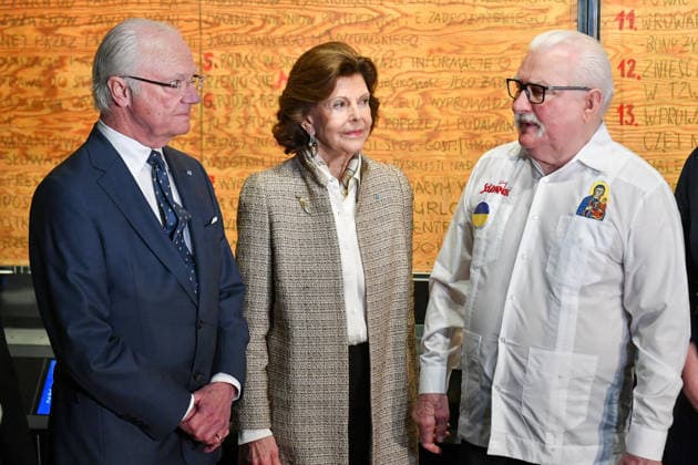 Swedish Royal Couple in Gdansk King Carl Gustaf, former President Lech Walesa and Queen Silvia at the European Solidarity Centre in Gdansk, Poland, on March 12, 2026. King Carl Gustaf and Queen Silvia of Sweden are on a state visit to Poland March 10–12, 2026. 1082334005  1082334081