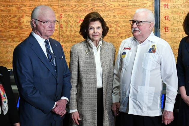 Swedish Royal Couple in Gdansk King Carl Gustaf, former President Lech Walesa and Queen Silvia at the European Solidarity Centre in Gdansk, Poland, on March 12, 2026. King Carl Gustaf and Queen Silvia of Sweden are on a state visit to Poland March 10–12, 2026. 1082334005  1082335679