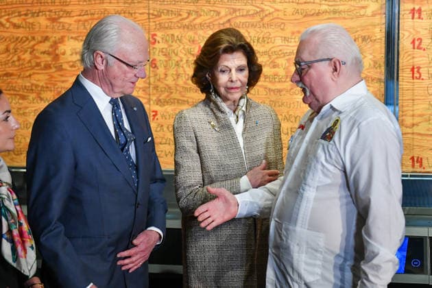 Swedish Royal Couple in Gdansk King Carl Gustaf, former President Lech Walesa and Queen Silvia at the European Solidarity Centre in Gdansk, Poland, on March 12, 2026. King Carl Gustaf and Queen Silvia of Sweden are on a state visit to Poland March 10–12, 2026. 1082334005  1082335683