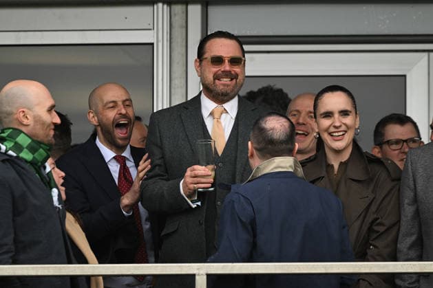 Cheltenham Festival 2026 Day 3 12th March 2026. Cheltenham Festival 2026. Day Three. Actors Danny Dyer and James Nesbitt watch the first race on day three.  Copyright: xPaulxEdwardsx NINTCHDBPICT001066034313