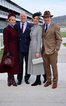 . 13 03 2026. Cheltenham, United Kingdom. Zara and Mike Tindall and Peter Phillips and Harriet Sperling arriving for the Cheltenham Gold Cup on the final day of the Cheltenham Festival, United Kingdom.  xi-Imagesx IIM-26632-0002