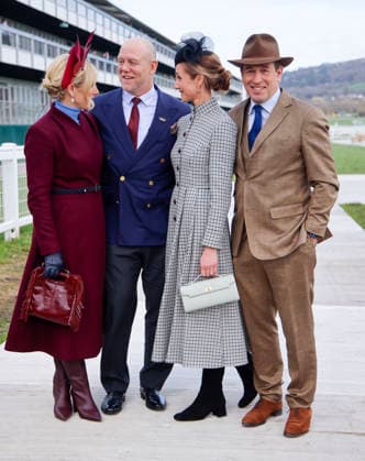 . 13 03 2026. Cheltenham, United Kingdom. Zara and Mike Tindall and Peter Phillips and Harriet Sperling arriving for the Cheltenham Gold Cup on the final day of the Cheltenham Festival, United Kingdom.  xi-Imagesx IIM-26632-0004