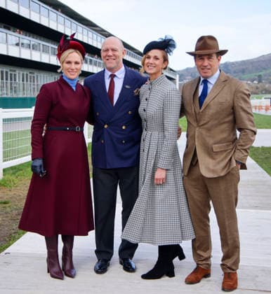 . 13 03 2026. Cheltenham, United Kingdom. Zara and Mike Tindall and Peter Phillips and Harriet Sperling arriving for the Cheltenham Gold Cup on the final day of the Cheltenham Festival, United Kingdom.  xi-Imagesx IIM-26632-0007