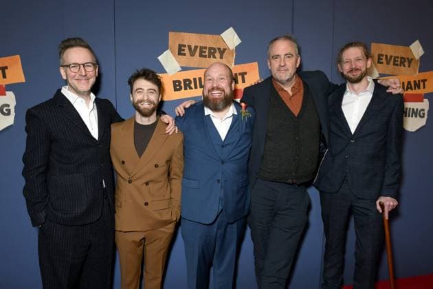 Duncan Macmillan, Daniel Radcliffe, Jonny Donahoe, Jeremy Herrin, guest at arrivals for EVERY BRILLIANT THING Opening Night On Broadway, The Hudson Theatre, New York, NY, March 12, 2026. Photo By: Quoin Pics Everett Collection EVERY BRILLIANT THING Opening Night On Broadway PUBLICATIONXNOTxINxCANxCHNxFRAxITAxJPNxNORxPOLxRUSxESPxUKxUSA