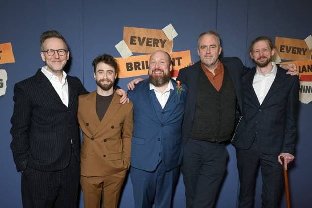 Duncan Macmillan, Daniel Radcliffe, Jonny Donahoe, Jeremy Herrin, guest at arrivals for EVERY BRILLIANT THING Opening Night On Broadway, The Hudson Theatre, New York, NY, March 12, 2026. Photo By: Quoin Pics Everett Collection EVERY BRILLIANT THING Opening Night On Broadway PUBLICATIONXNOTxINxCANxCHNxFRAxITAxJPNxNORxPOLxRUSxESPxUKxUSA