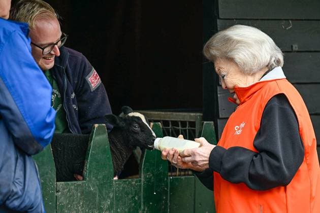 The Netherlands, 2026-03-13 14:42:31 AMSTERDAM, 13-03-2026, Children s Farm. Princess Beatrix participates in a volunteer activity for NLdoet by the Orange Fund. NLdoet is taking place for the 22nd time this year. Princess Beatrix helps care for the animals at a children s farm in Amsterdam. PHOTO: NLBeeld Patrick van Emst Credit: NL Beeld Patrick van Emst  Copyright: xx x