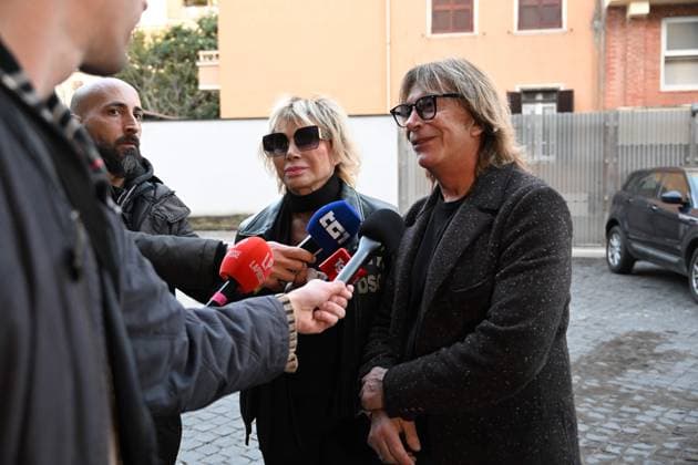 Rome, chapel of rest for Enrica Bonaccorti at the Ars BioMedica clinic. Pictured: Carmen Russo and Enzo Paolo Turchi  Copyright: xMaurizioxD Avanzox xipa-agency.netx xMaurizioxDxAvanzox IPA_Agency_IPA72823918