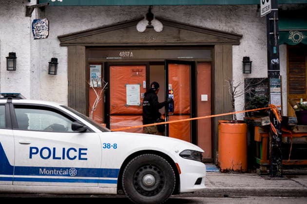 March 13, 2026, Montreal, Pq, CANADA: A cleaner enters a convenience store where a man was killed the day before, in Montreal on Friday, March 13, 2026. Montreal CANADA  - ZUMAc35_ 20260313_zaf_c35_091 Copyright: xChristopherxKatsarovx
