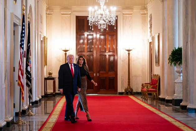 Trump Hosts Women s History Month Event United States President Donald J Trump, left, and first lady Melania Trump arrive for a Women s History Month event in the East Room of the White House in Washington, DC, USA, on Thursday, March 12, 2026. Every year, March is designated Women s History Month by presidential proclamation. Credit: CNP AdMedia Washington District of Columbia United States of America EDITORIAL USE ONLY  Copyright: xx AD_01_WHwomens CNPx xAdMediax admphotostwo974279