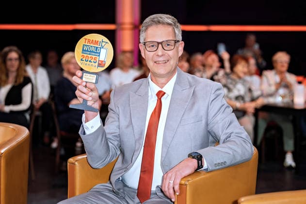 MDR - Riverboat. Straßenbahn-Weltmeister Thomas Langkopf anläßlich der Aufzeichnung der MDR - Talkshow Riverboat am 13.03.2026 in der Mediacity Leipzig. 20260313SFL0036
