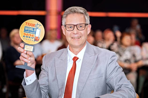 MDR - Riverboat. Straßenbahn-Weltmeister Thomas Langkopf anläßlich der Aufzeichnung der MDR - Talkshow Riverboat am 13.03.2026 in der Mediacity Leipzig. 20260313SFL0037