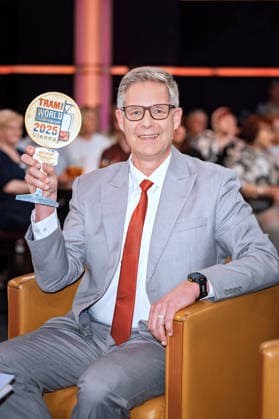 MDR - Riverboat. Straßenbahn-Weltmeister Thomas Langkopf anläßlich der Aufzeichnung der MDR - Talkshow Riverboat am 13.03.2026 in der Mediacity Leipzig. 20260313SFL0039